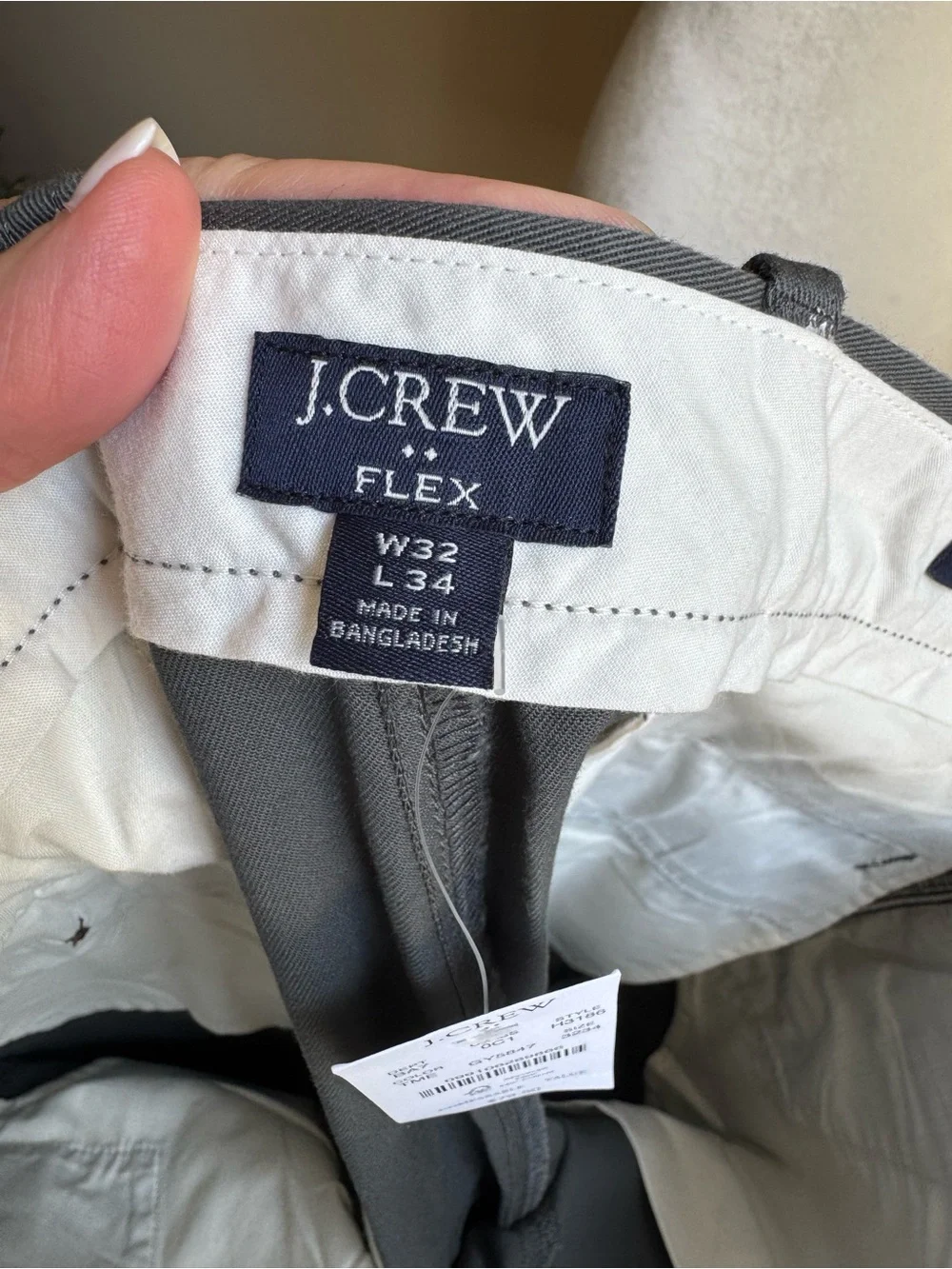 J. Crew Flex Straight Leg Cotton Pants in Dark Gray NWT 32x34